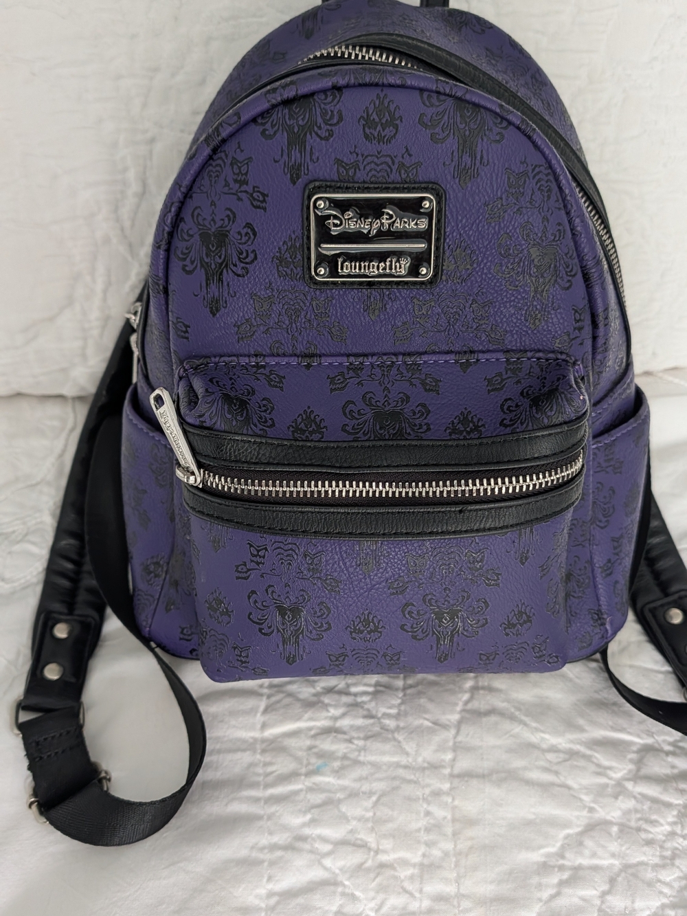 Disney Parks Loungefly Haunted Mansion Purple Wallpaper mini backpack